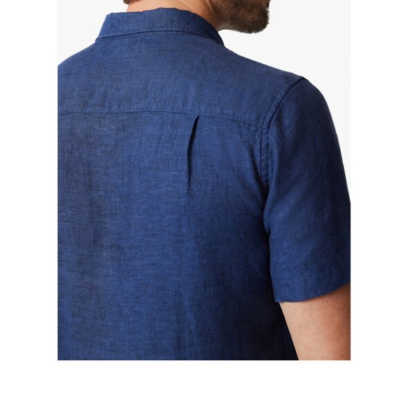 NWT 34 Heritage Linen Short Sleeve Shirt indigo blue - Picture 3 of 4